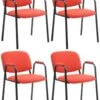 4er Set Besucherstühle Ken PRO Stoff Rot