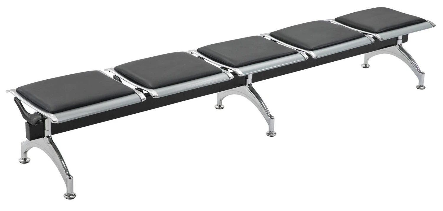 5er Wartebank Central Kunstleder Schwarz/silber 1 5er Wartebank Central Kunstleder Schwarz/silber