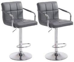 2er Set Barhocker Lucy V2 Chrom Grau