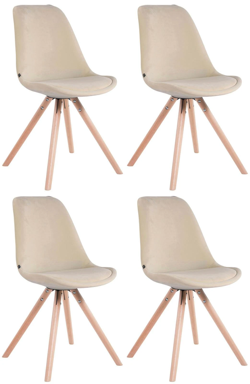 4er Set Stühle Toulouse Samt Rund Grau Creme 4 4er Set Stühle Toulouse Samt Rund Grau Creme – Bild 4