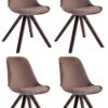 4er Set Stühle Toulouse Samt Square Cappuccino Braun