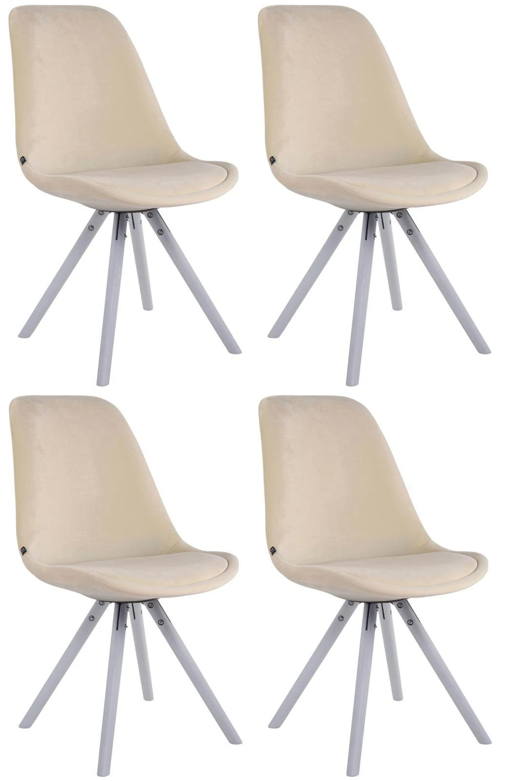 4er Set Stühle Toulouse Samt Rund Grau Creme 3 4er Set Stühle Toulouse Samt Rund Grau Creme – Bild 3