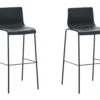 2er Set Barhocker Hoover Kunststoff 4-Fuß Gestell Schwarz Schwarz