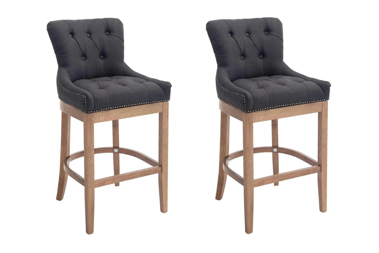 2er Set Barhocker Lakewood Stoff Antik-hell Schwarz 2 2er Set Barhocker Lakewood Stoff Antik-hell Schwarz – Bild 2