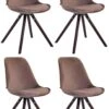 4er Set Stühle Toulouse Samt Rund Cappuccino Braun