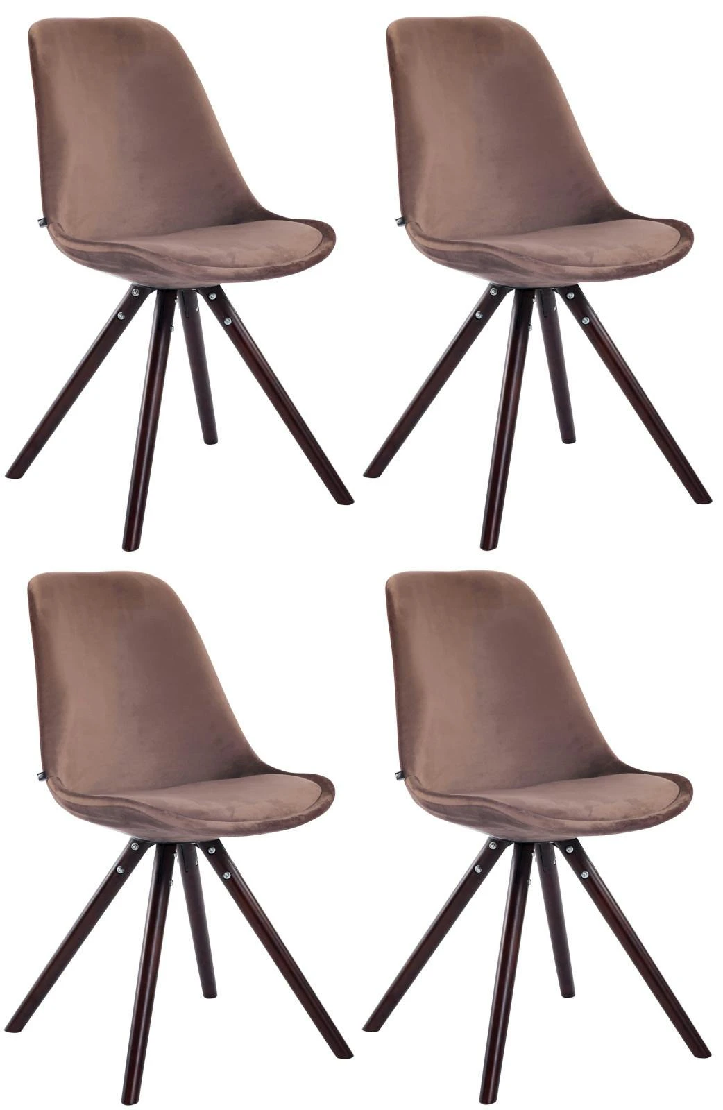 4er Set Stühle Toulouse Samt Rund Cappuccino (eiche) Braun 2 4er Set Stühle Toulouse Samt Rund Cappuccino (eiche) Braun – Bild 2