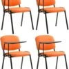 4er Set Stühle Ken Mit Klapptisch Kunstleder Orange