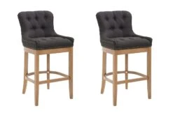 2er Set Barhocker Lakewood Stoff Antik-hell Schwarz