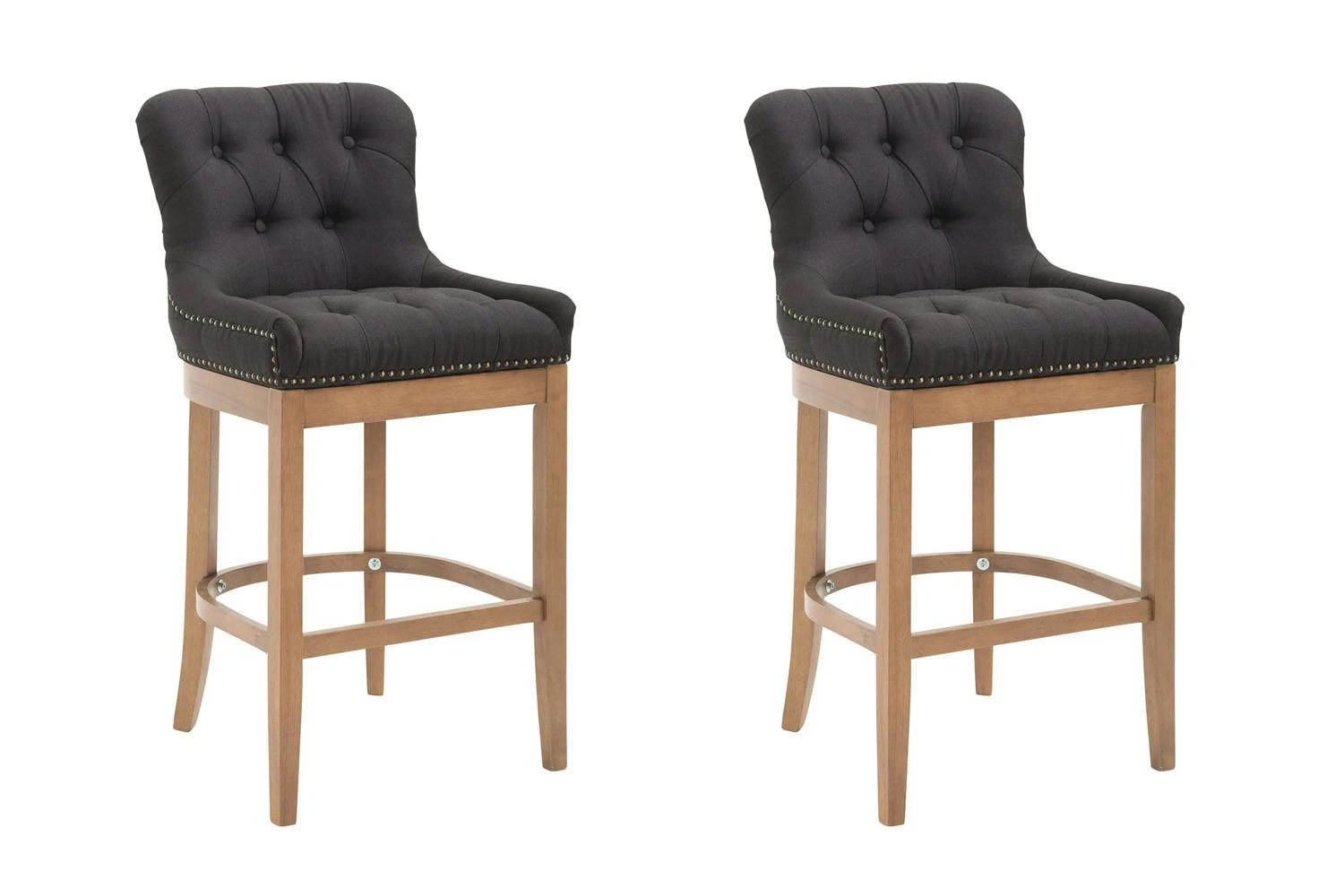 2er Set Barhocker Lakewood Stoff Antik-hell Schwarz 1 2er Set Barhocker Lakewood Stoff Antik-hell Schwarz