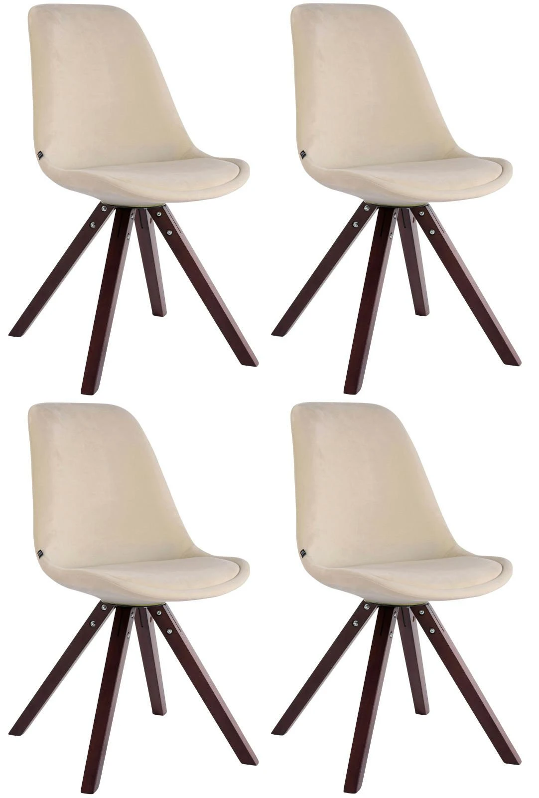 4er Set Stühle Toulouse Samt Square Cappuccino Braun 2 4er Set Stühle Toulouse Samt Square Cappuccino Braun – Bild 2