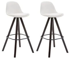 2er Set Barhocker Franklin Vollgepolstert Kunstleder Square Cappuccino (eiche) Weiß