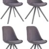 4er Set Stühle Toulouse Samt Rund Grau Dunkelgrau
