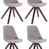4er Set Stühle Toulouse Samt Square Cappuccino Grau