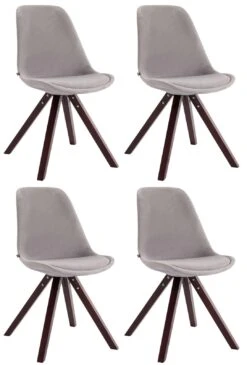 4er Set Stühle Toulouse Samt Square Cappuccino Grau