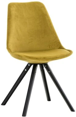 Stuhl Pegleg Samt Rund Schwarz Gelb