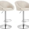 2er Set Barhocker Miami V2 Stoff Chrom Creme