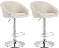 2er Set Barhocker Miami V2 Stoff Chrom Creme