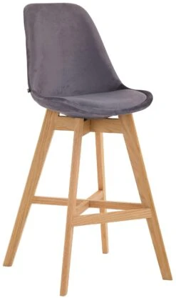 Barhocker Cannes Samt Natura Dunkelgrau
