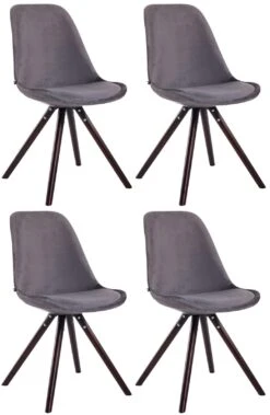 4er Set Stühle Toulouse Samt Rund Cappuccino Dunkelgrau