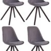4er Set Stühle Toulouse Samt Rund Cappuccino (eiche) Dunkelgrau