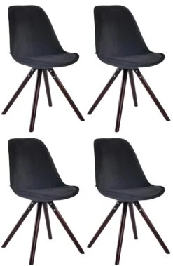 4er Set Stühle Toulouse Samt Rund Cappuccino (eiche) Schwarz