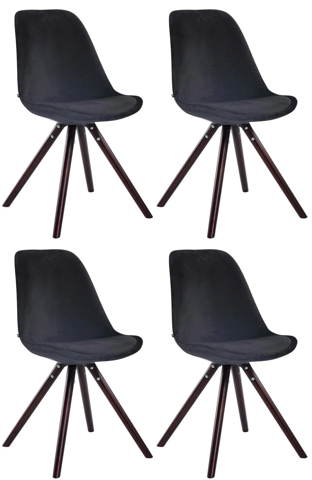 4er Set Stühle Toulouse Samt Rund Cappuccino (eiche) Schwarz 1 4er Set Stühle Toulouse Samt Rund Cappuccino (eiche) Schwarz