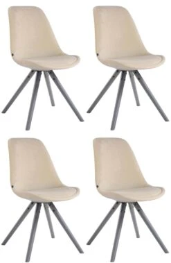 4er Set Stühle Toulouse Samt Rund Weiß Creme -CLP cd2bc29f 9588 4f3c b66b 8d90a4143033 2