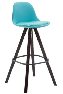 Barhocker Franklin Vollgepolstert Kunstleder Square Cappuccino Blau