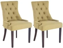 2er Set Esszimmerstuhl Aberdeen Stoff Antik Grün