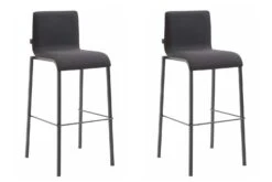 2er Set Barhocker Kado Stoff Square Flach Schwarz Schwarz
