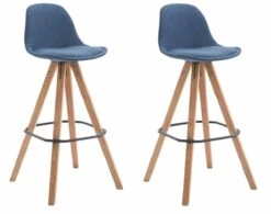 Barhocker Franklin Stoff Square Natura (eiche) Blau -CLP dad4a4f0 060f 43ab 8d17 a39c376db1fc