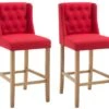 2er Set Barhocker Cassandra Stoff Antik-hell Rot