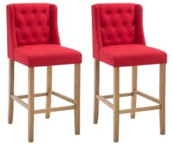 2er Set Barhocker Cassandra Stoff Antik-hell Rot