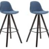 2er Set Barhocker Franklin Stoff Square Cappuccino (eiche) Blau