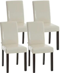 4er Set Esszimmerstuhl Ina Dunkelbraun Creme