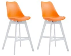2er Set Barhocker Cannes Kunststoff Weiß Orange
