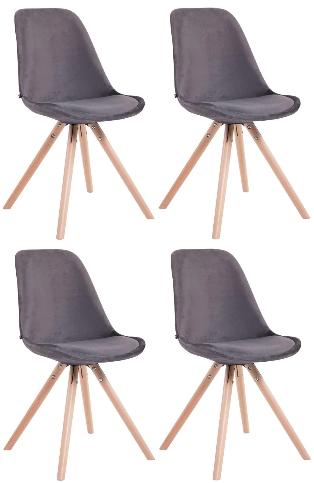 4er Set Stühle Toulouse Samt Rund Natura (eiche) Blau 4 4er Set Stühle Toulouse Samt Rund Natura (eiche) Blau – Bild 4