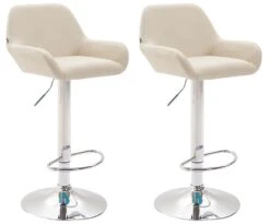 2er Set Barhocker Braga Kunstleder Chrom Creme