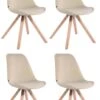4er Set Stühle Toulouse Samt Square Natura (eiche) Creme