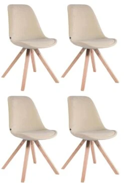 4er Set Stühle Toulouse Samt Square Natura (eiche) Creme