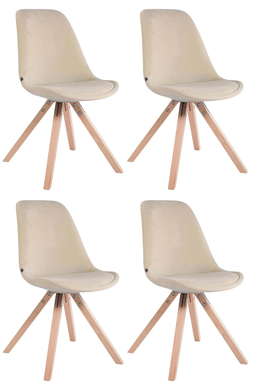 4er Set Stühle Toulouse Samt Square Natura (eiche) Creme 1 4er Set Stühle Toulouse Samt Square Natura (eiche) Creme
