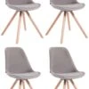 4er Set Stühle Toulouse Samt Rund Natura (eiche) Grau