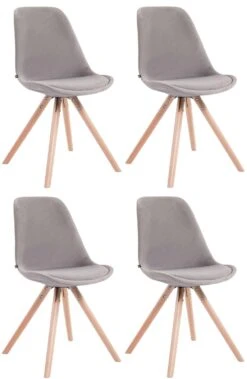 4er Set Stühle Toulouse Samt Rund Natura (eiche) Grau