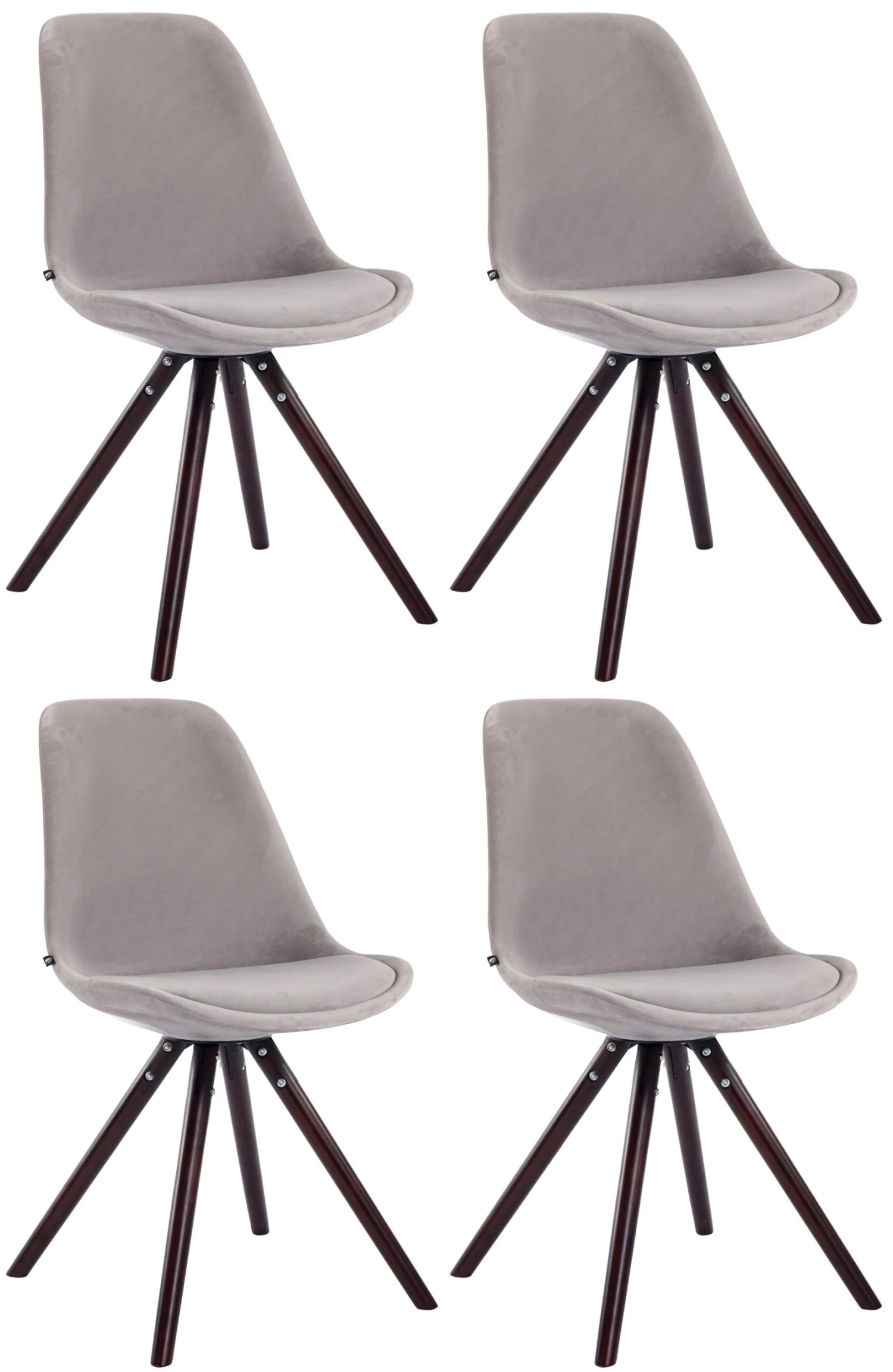 4er Set Stühle Toulouse Samt Rund Weiß Grau 3 4er Set Stühle Toulouse Samt Rund Weiß Grau – Bild 3