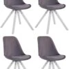4er Set Stühle Toulouse Samt Square Weiß Dunkelgrau